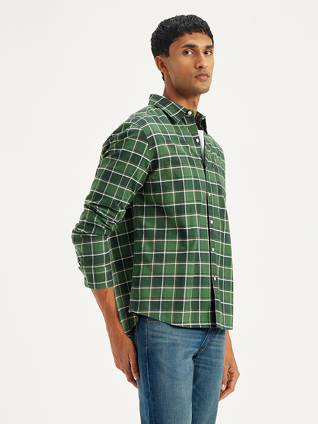 Men's Checkered Spread Collar Shirt