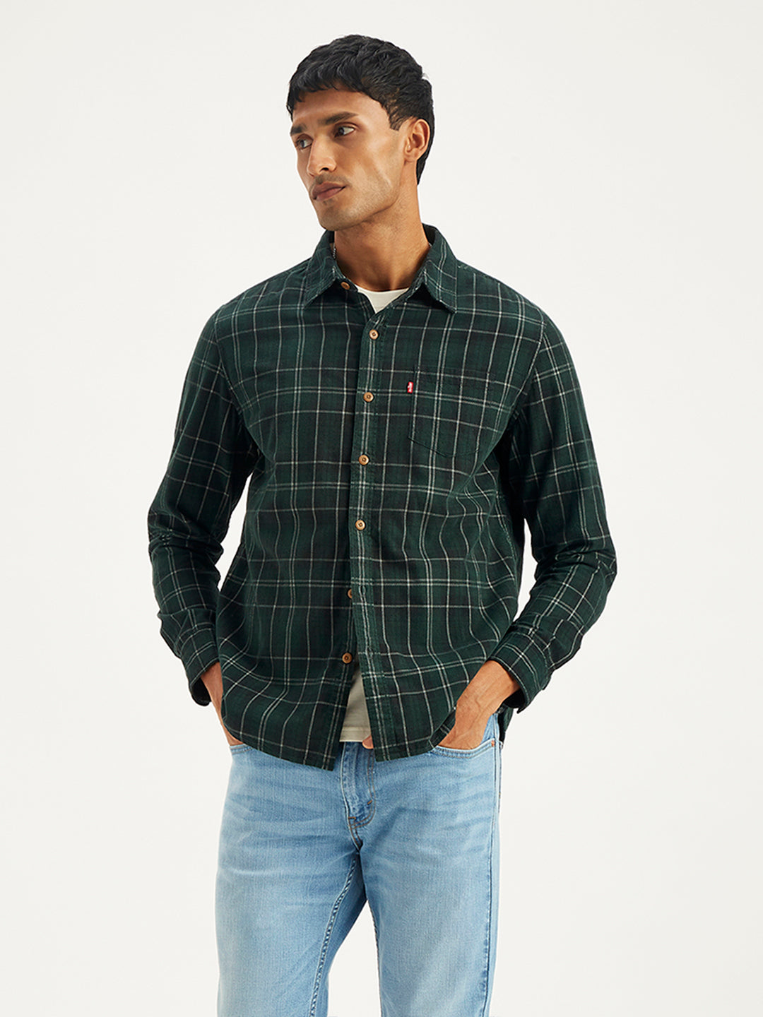 Levis Mens Reese Plaid Shirt Dark Gray Size X Large