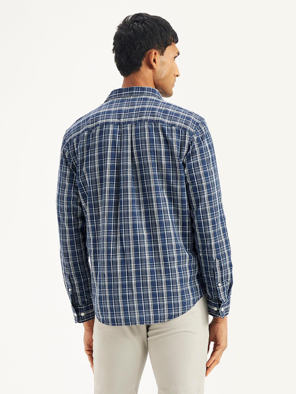 Men's Checkered Spread Collar Shirt