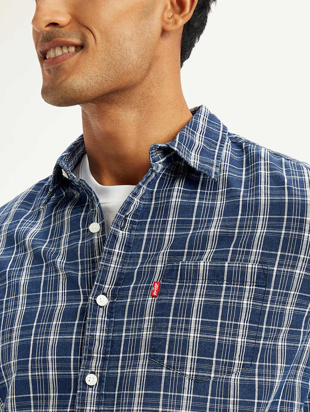 Men's Checkered Spread Collar Shirt