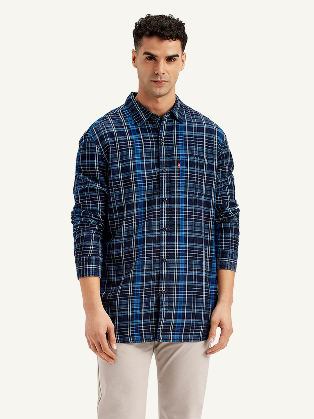 Men's Checkered Spread Collar Shirt