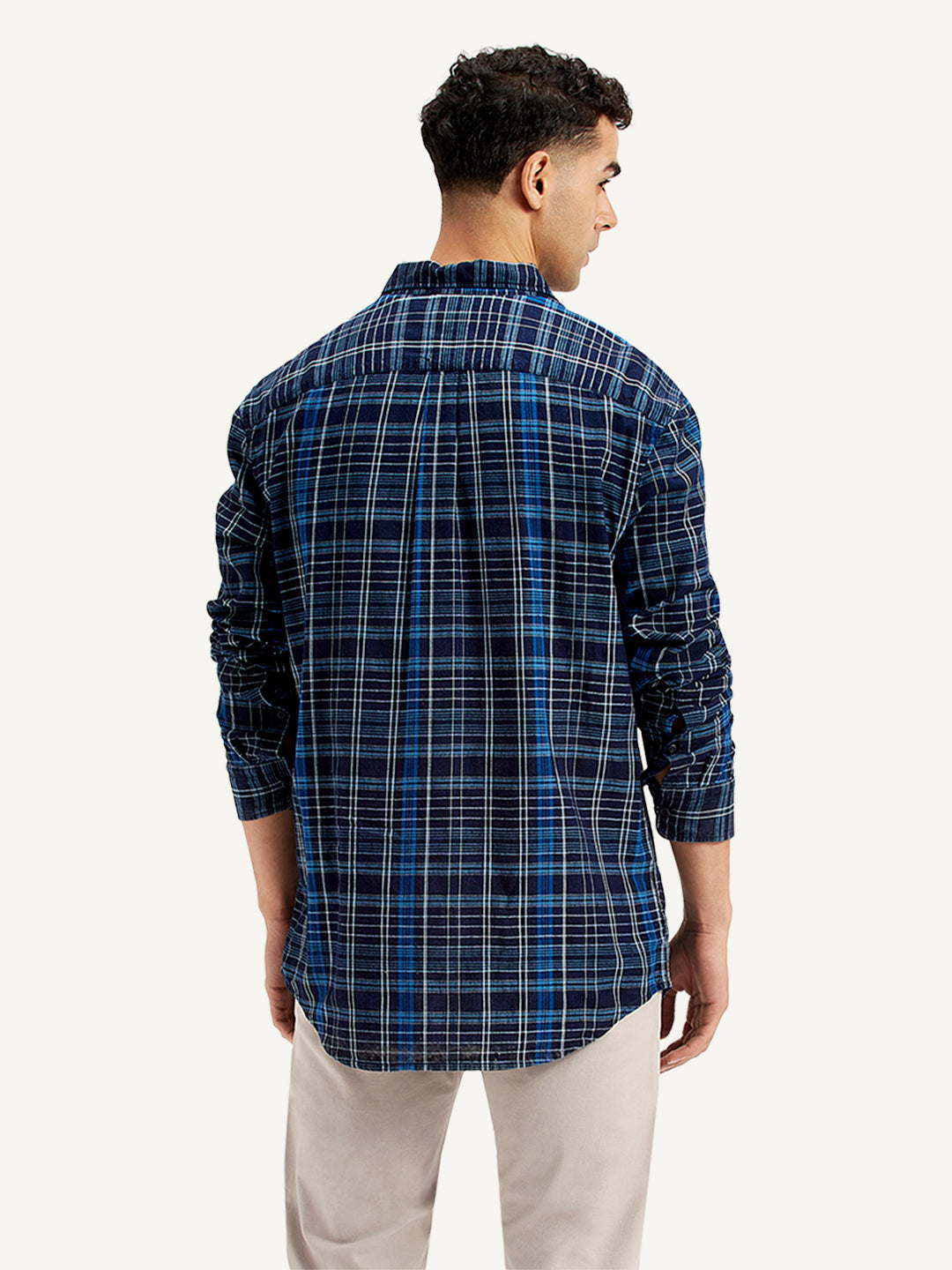 Men's Checkered Spread Collar Shirt