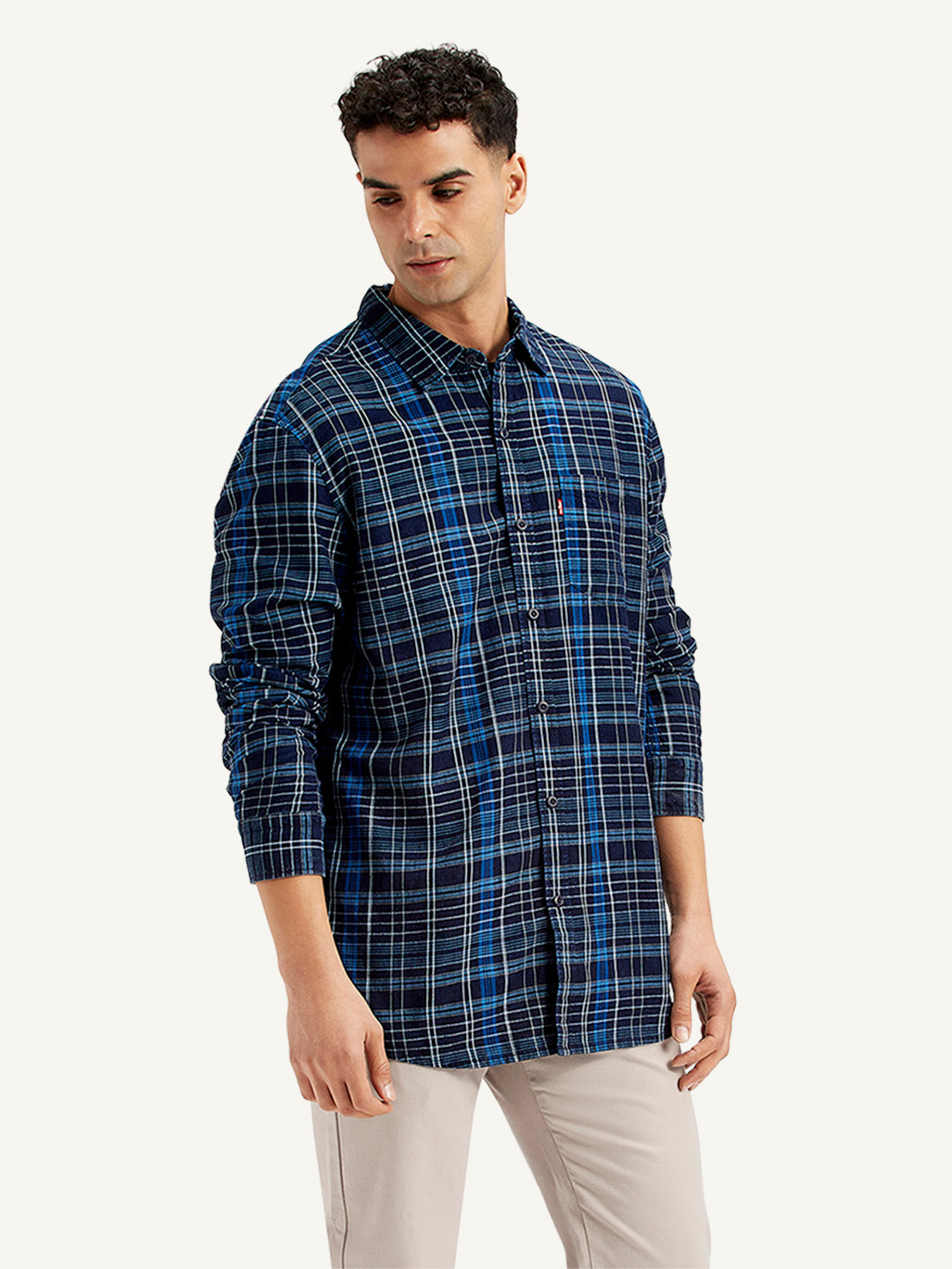 Men's Checkered Spread Collar Shirt