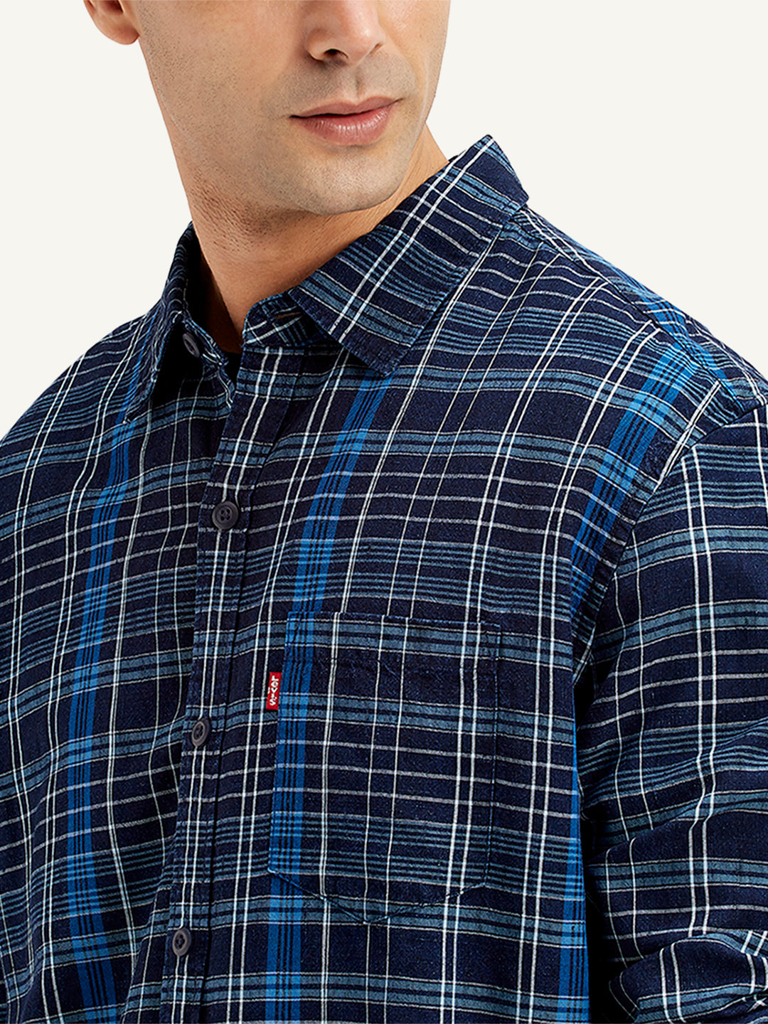 Men's Checkered Spread Collar Shirt