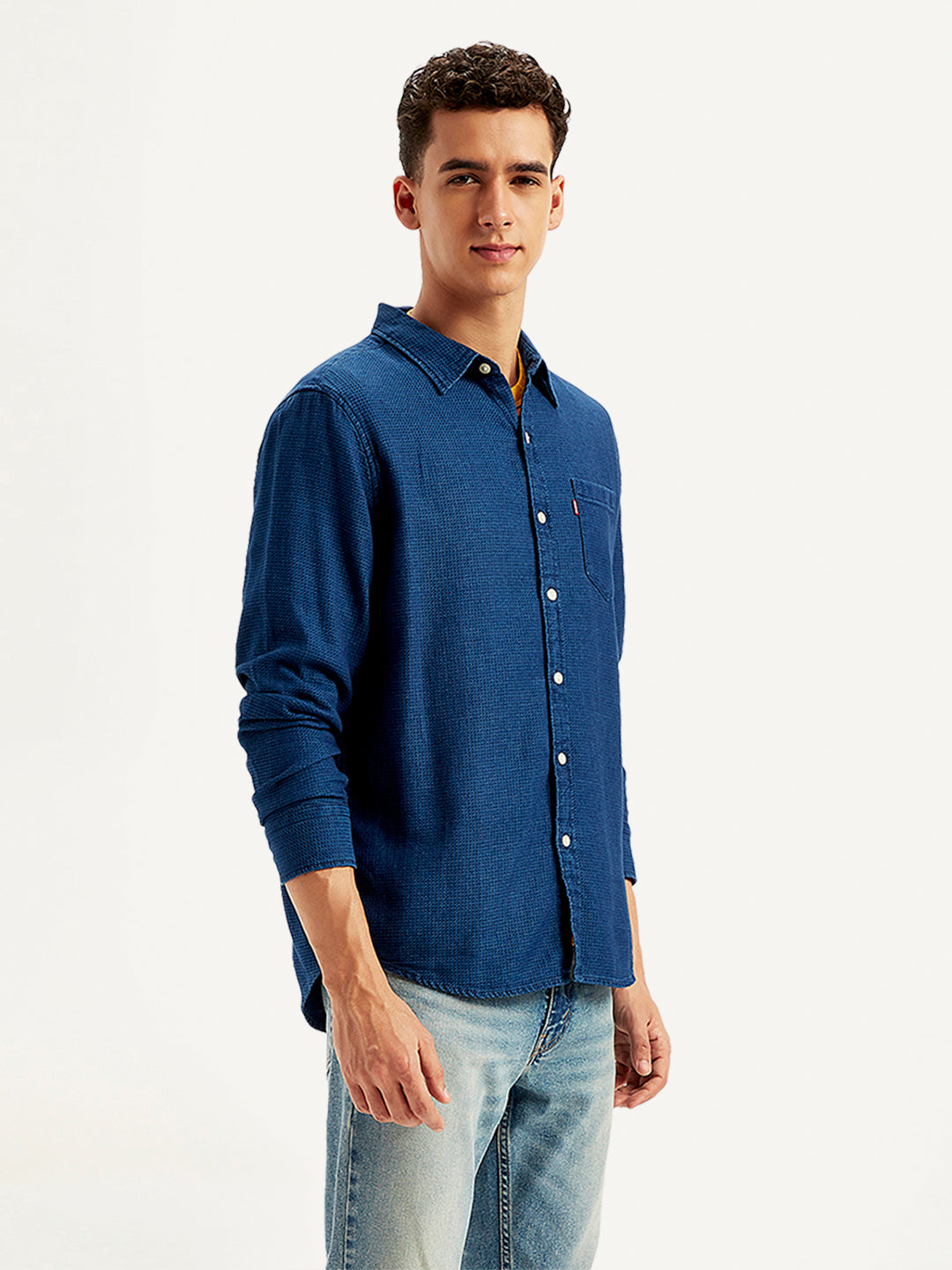 Men's Solid Regular Fit Denim Shirt