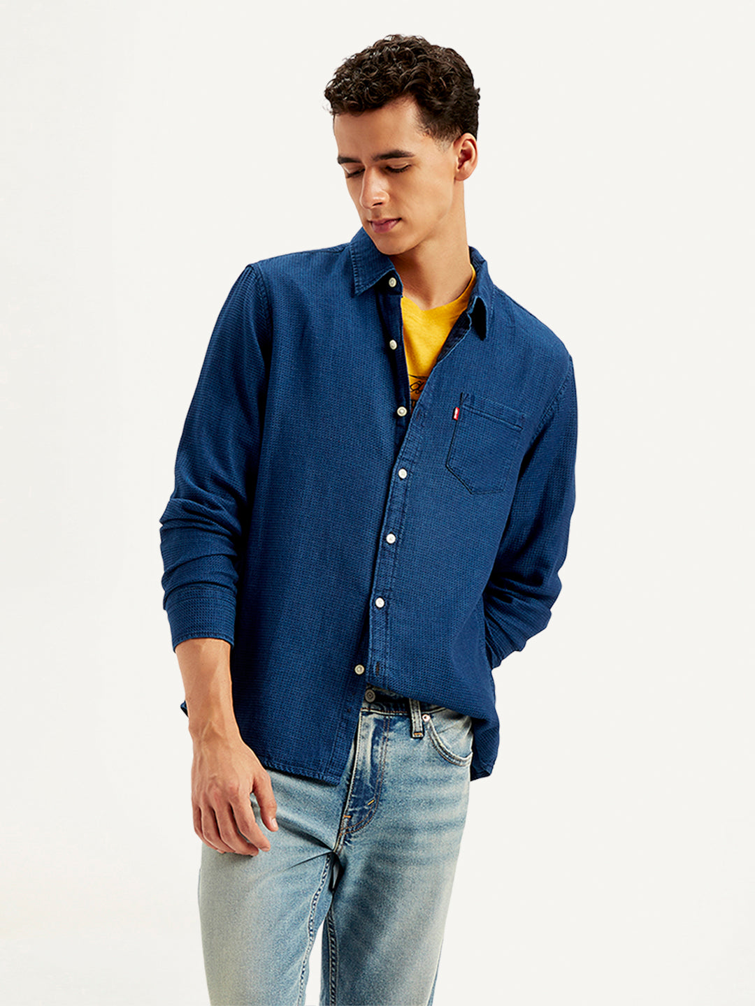 Men's Solid Regular Fit Denim Shirt