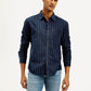 Men's Striped Slim Fit Corduroy Shirt - Front View