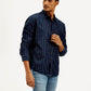Men's Striped Slim Fit Corduroy Shirt - Side View