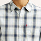 Men's Plaid White Slim Fit Shirt - Detail View