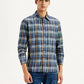 Men's Plaid Multi Color Slim Fit Shirt - Front View