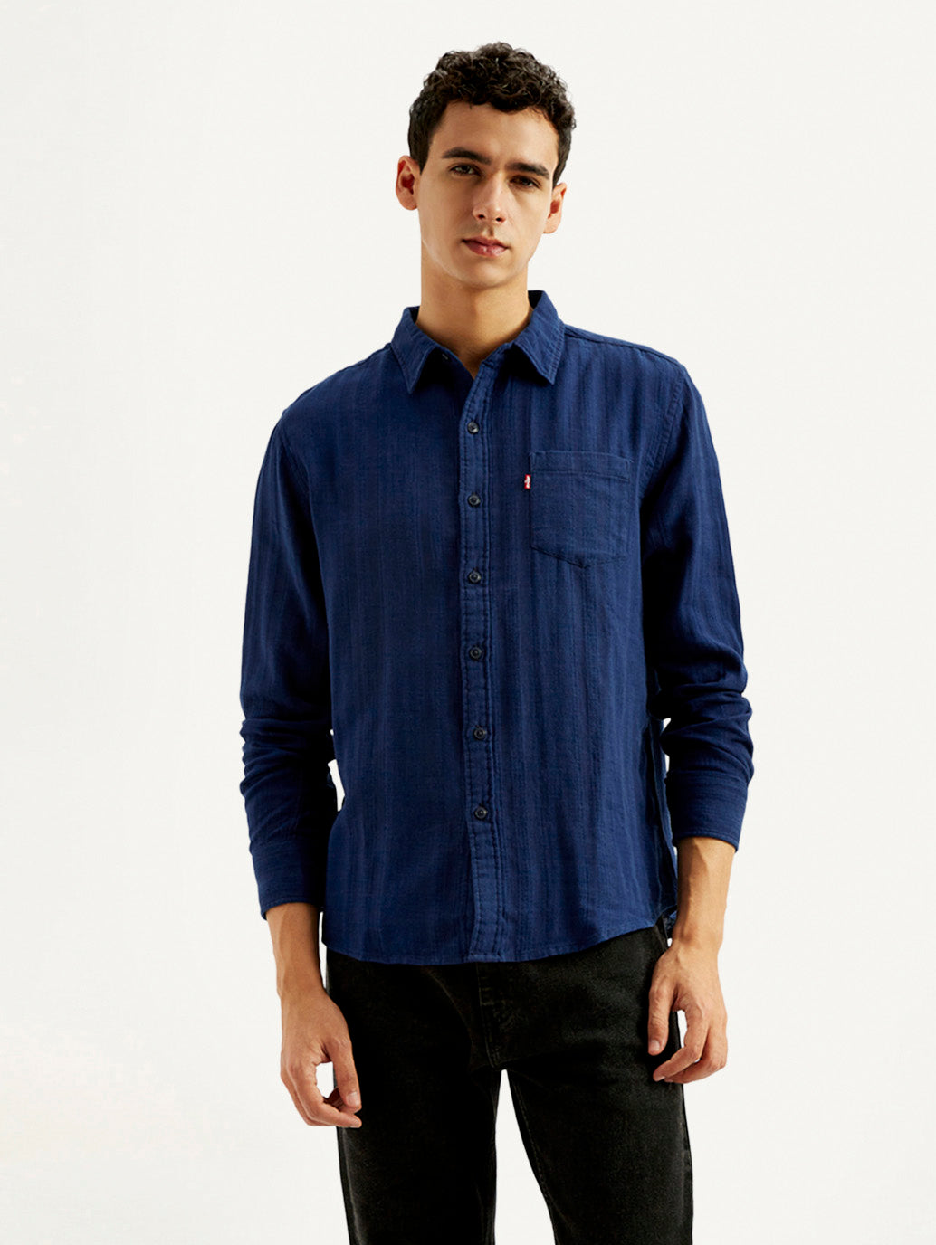 Men's Solid Slim Fit Shirt - Front View