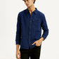 Men's Textured Dark Blue Slim Fit Shirt - Styleshot View