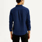 Men's Textured Dark Blue Slim Fit Shirt - Back View
