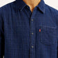 Men's Textured Dark Blue Slim Fit Shirt - 20 View
