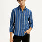 Men's Striped Blue Slim Fit Shirt - Styleshot View