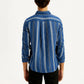 Men's Striped Blue Slim Fit Shirt - Back View