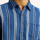 Men's Striped Blue Slim Fit Shirt - Detail View