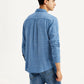 Men's Self Design Blue Slim Fit Shirt - Back View