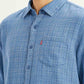 Men's Self Design Blue Slim Fit Shirt - Detail View
