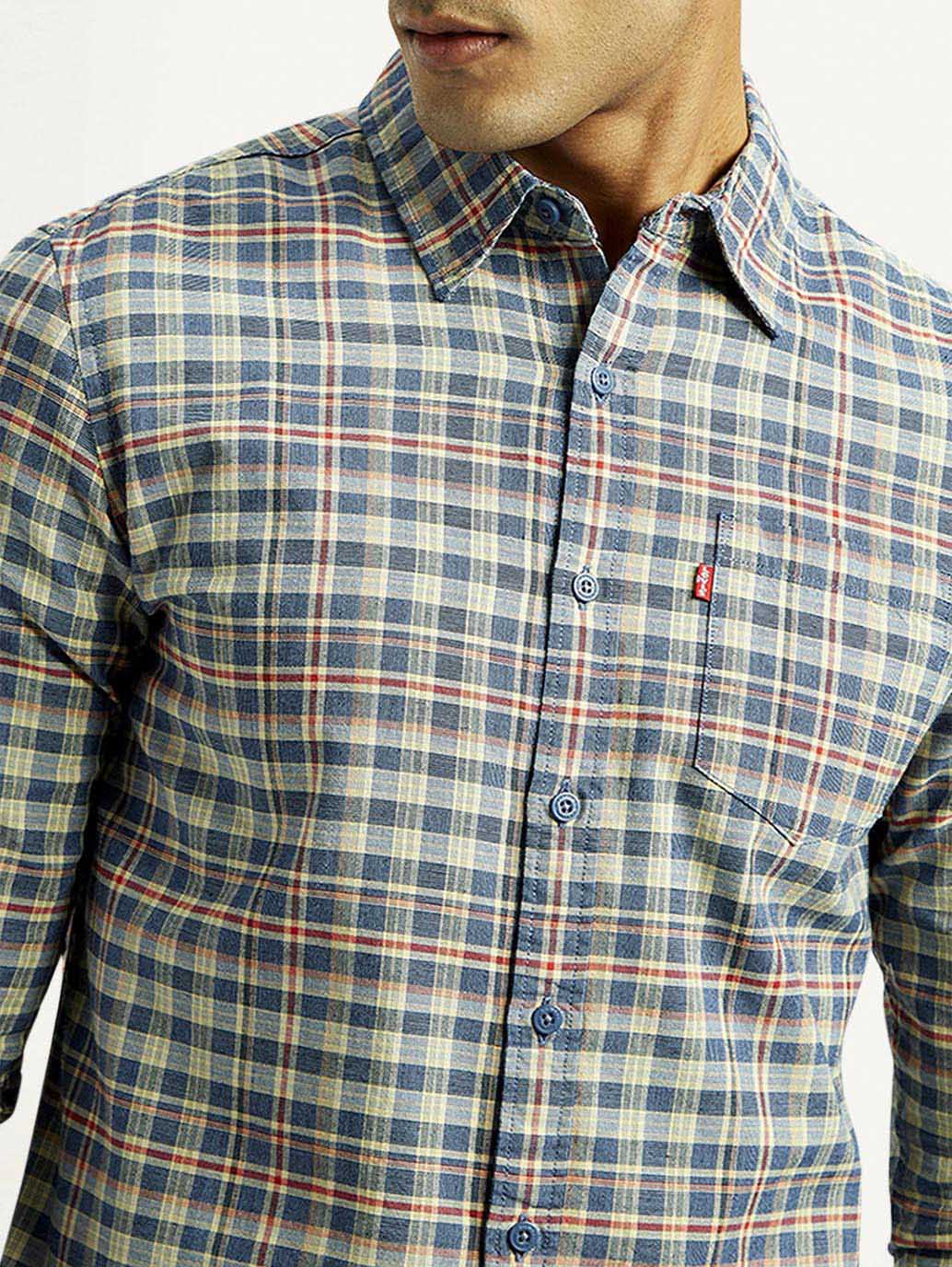 Men's Checkered Slim Fit Shirt - Detail View