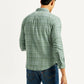 Men's Checkered Green Slim Fit Shirt - Back View