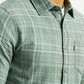 Men's Checkered Green Slim Fit Shirt - Detail View