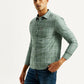 Men's Checkered Green Slim Fit Shirt - Side View