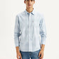 Men's Plaid Light Blue Slim Fit Shirt - Front View