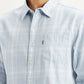 Men's Plaid Light Blue Slim Fit Shirt - Detail View