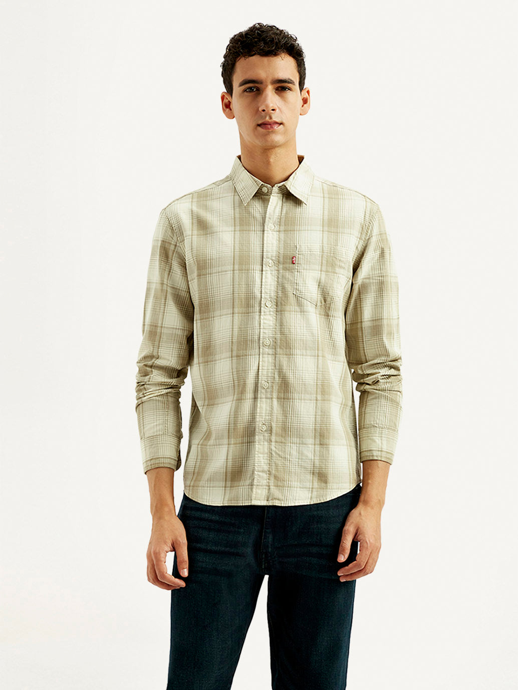 Men's Plaid Slim Fit Shirt - Front View