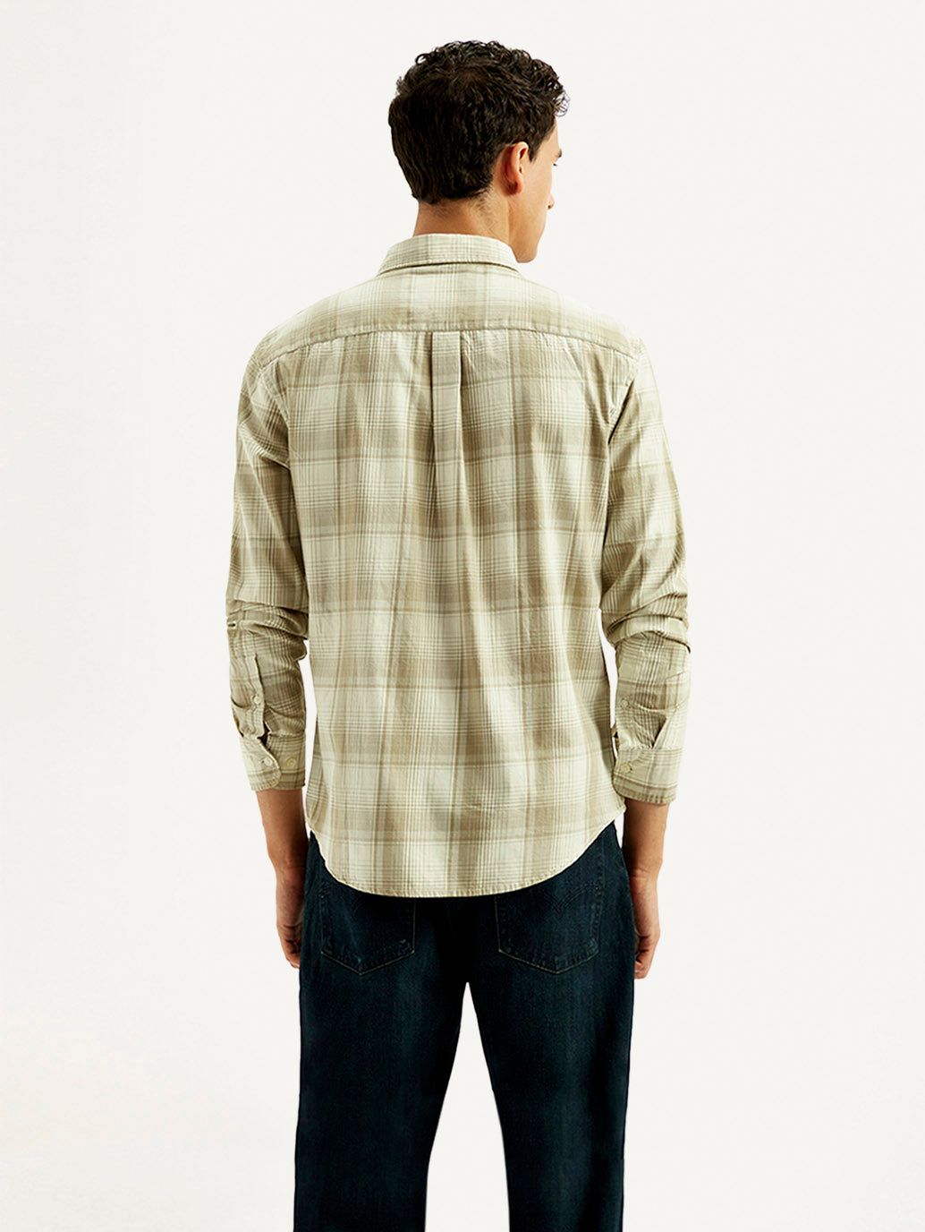 Men's Plaid Slim Fit Shirt - Back View