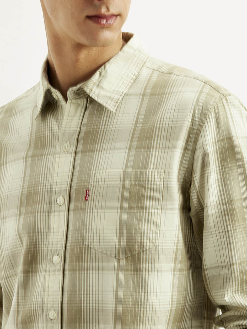 Men's Plaid Slim Fit Shirt - Detail View
