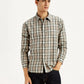 Men's Checkered Beige Slim Fit Shirt - Styleshot View