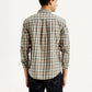 Men's Checkered Beige Slim Fit Shirt - Back View