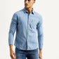 Men's Striped Light Blue Slim Fit Shirt - Front View