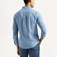 Men's Striped Light Blue Slim Fit Shirt - Back View