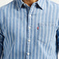 Men's Striped Light Blue Slim Fit Shirt - Detail View