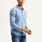 Men's Striped Light Blue Slim Fit Shirt - Side View