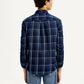 Men's Checkered Navy Slim Fit Shirt - Back View