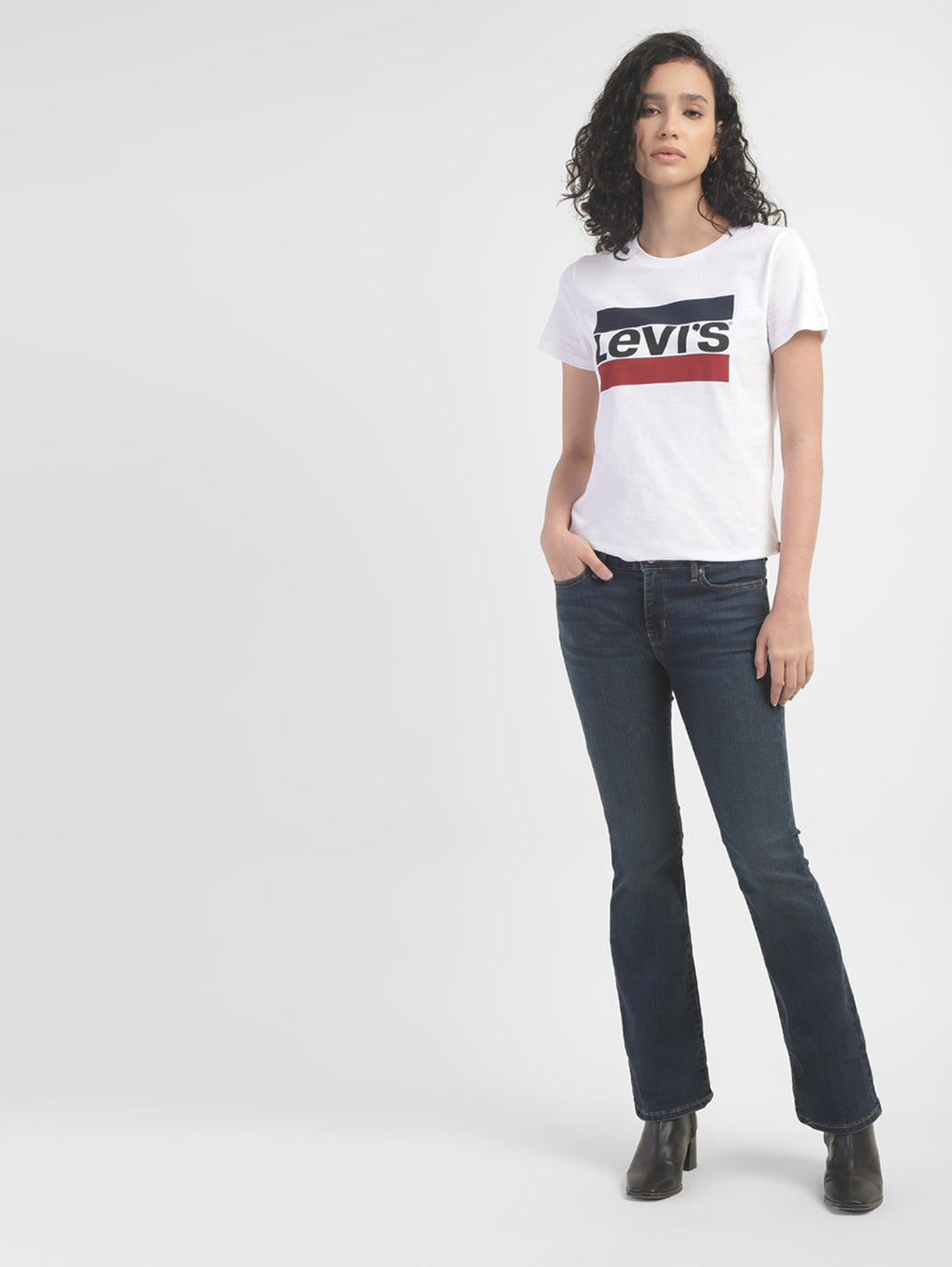 Women's 715 Blue Flared Fit Mid Rise Jeans