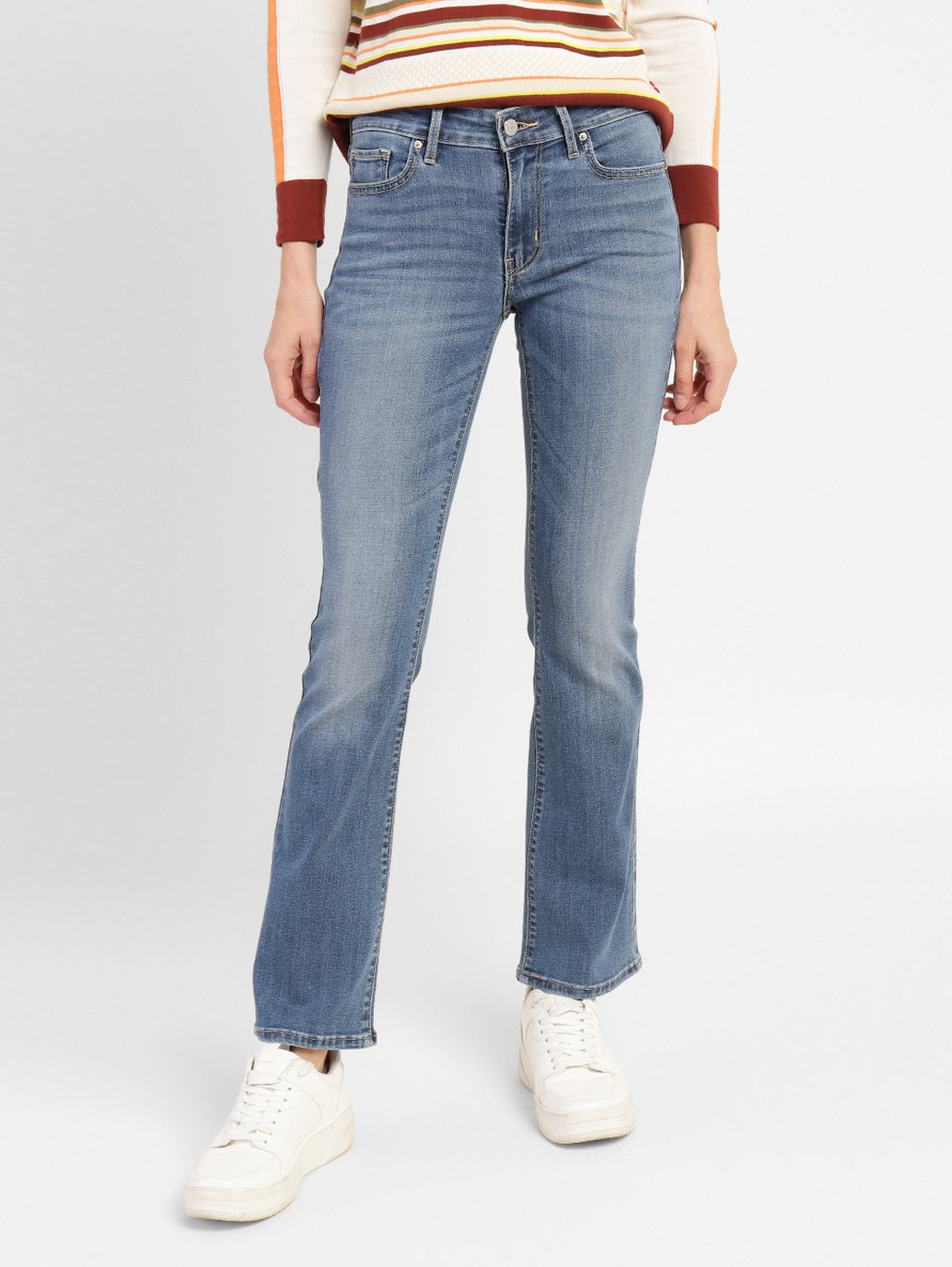 Women's 715 Blue Flared Fit Mid Rise Jeans