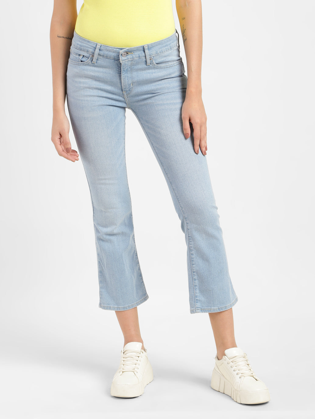 Women's 715 Blue Flared Fit Mid Rise Jeans