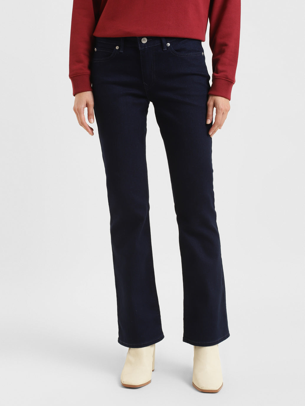 Women's 715 Navy Blue Flared Fit Mid Rise Jeans