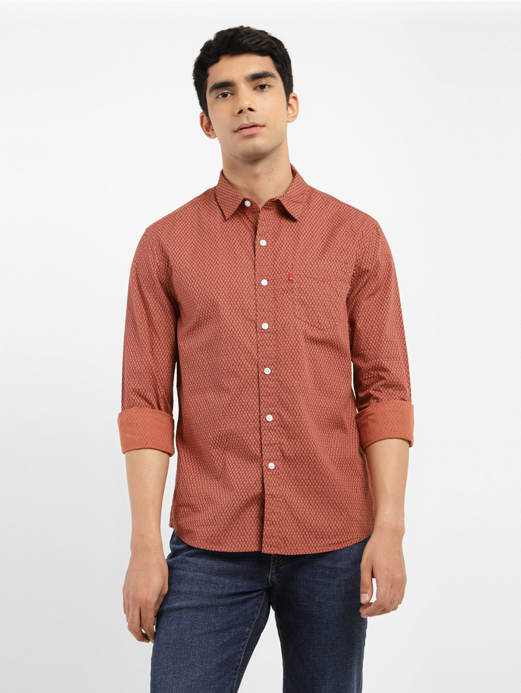 Men's Geometric Print Slim Fit Shirt