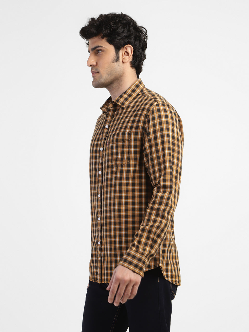 Men's Checkered Spread Collar Shirt