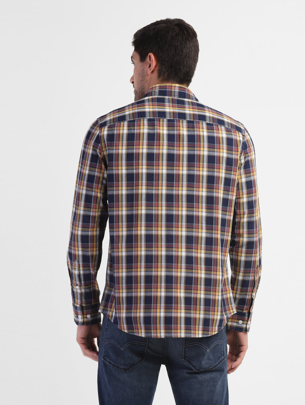 Men's Checkered Spread Collar Shirt