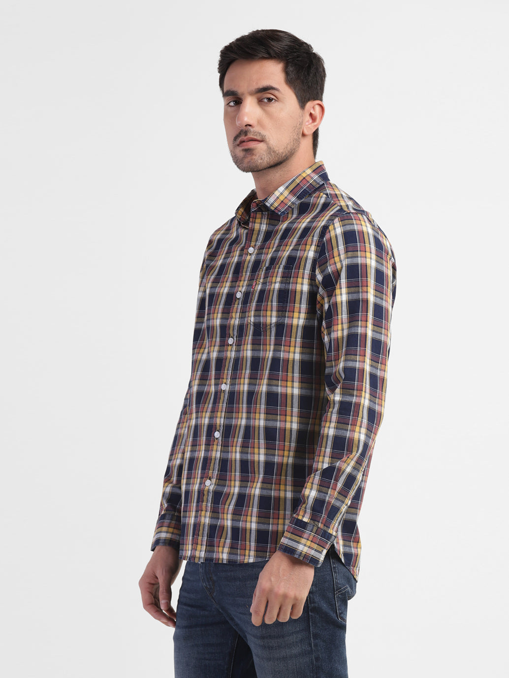 Men's Checkered Spread Collar Shirt