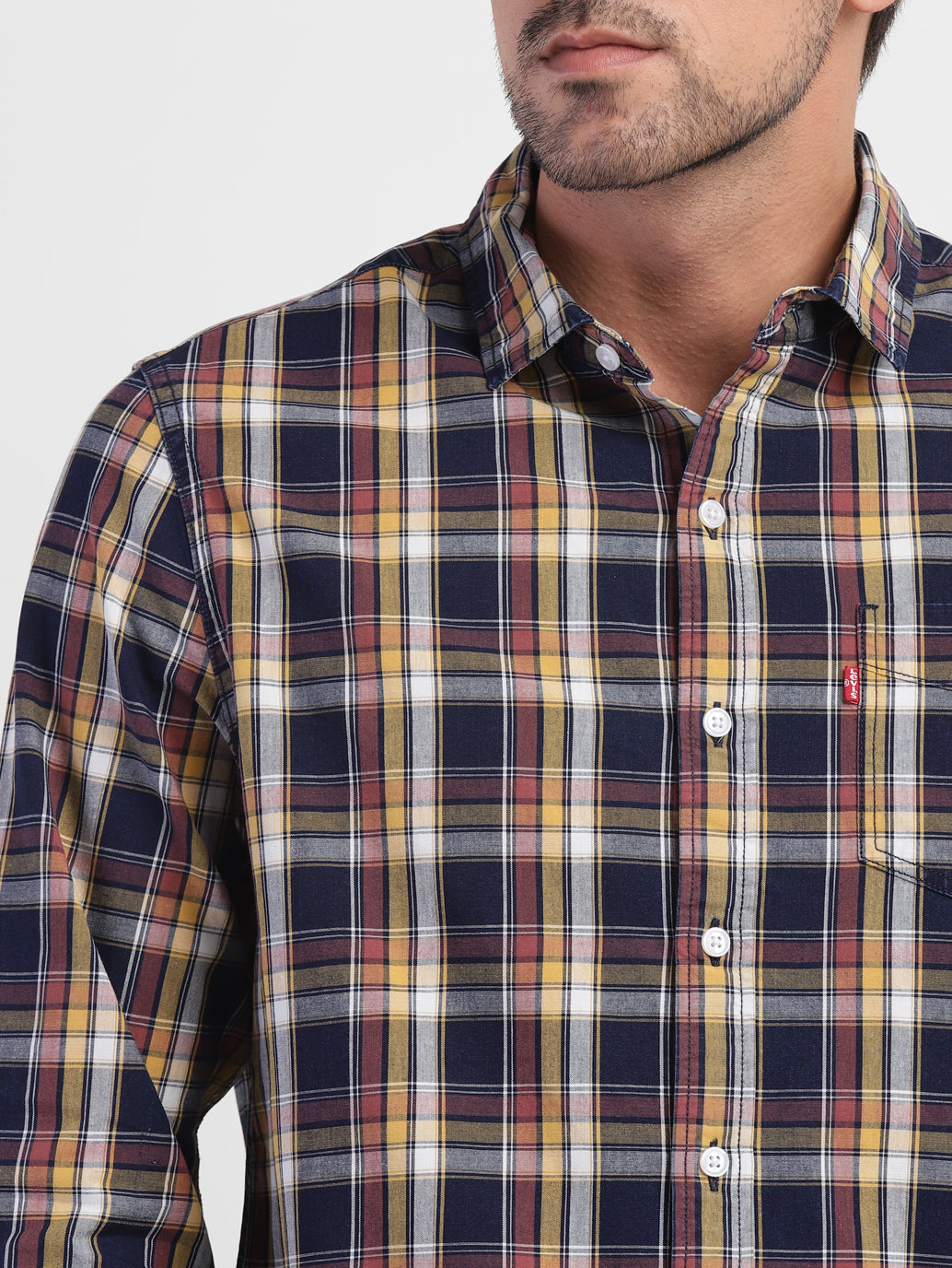 Men's Checkered Spread Collar Shirt