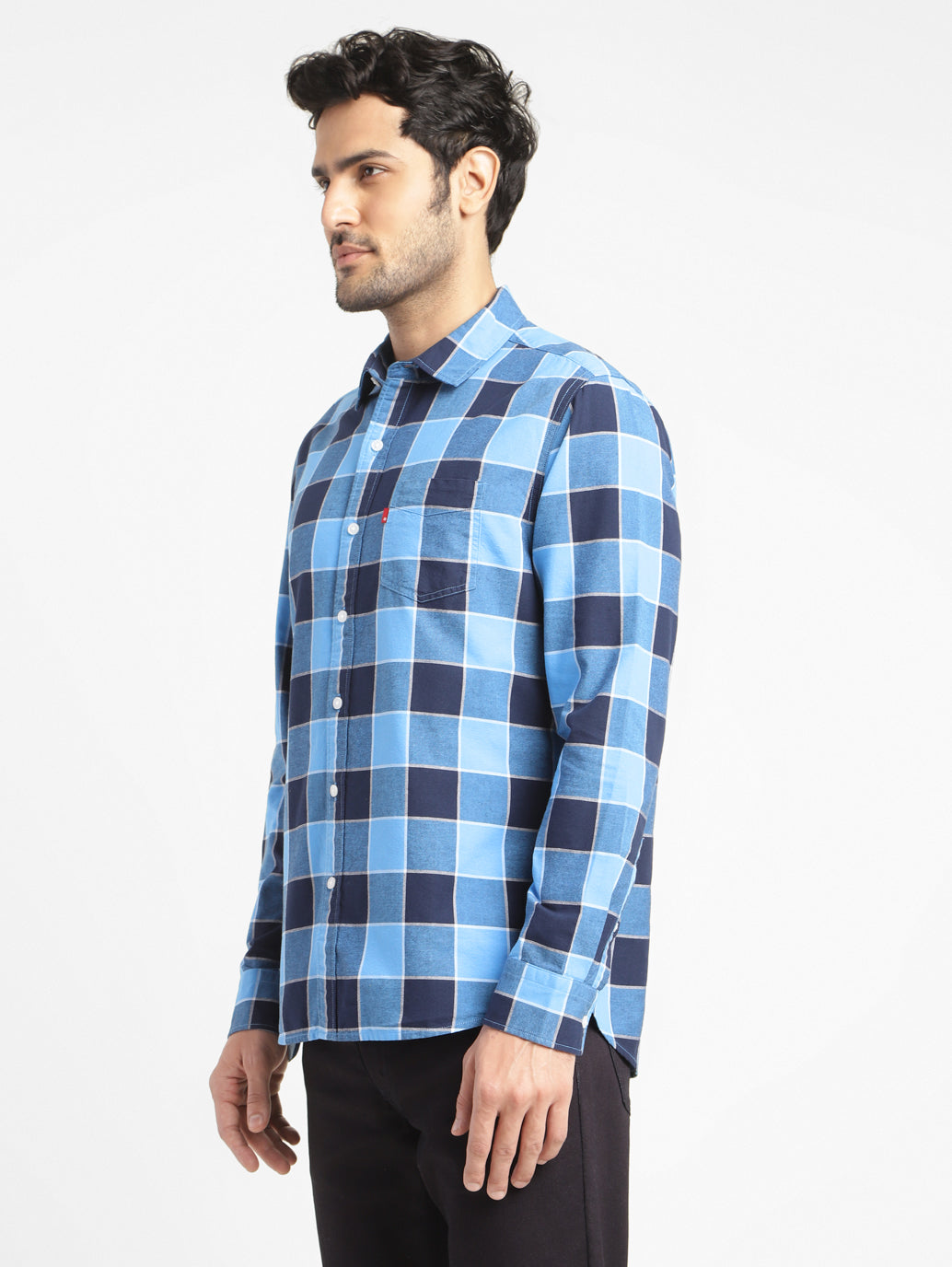 Men's Checkered Spread Collar Shirt