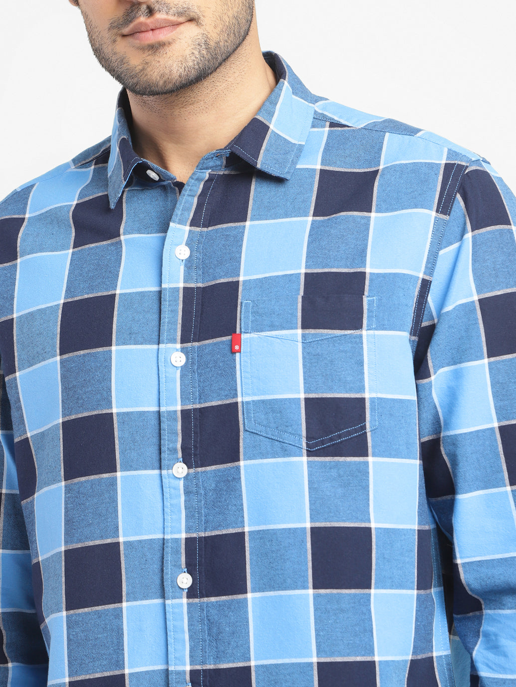 Men's Checkered Spread Collar Shirt